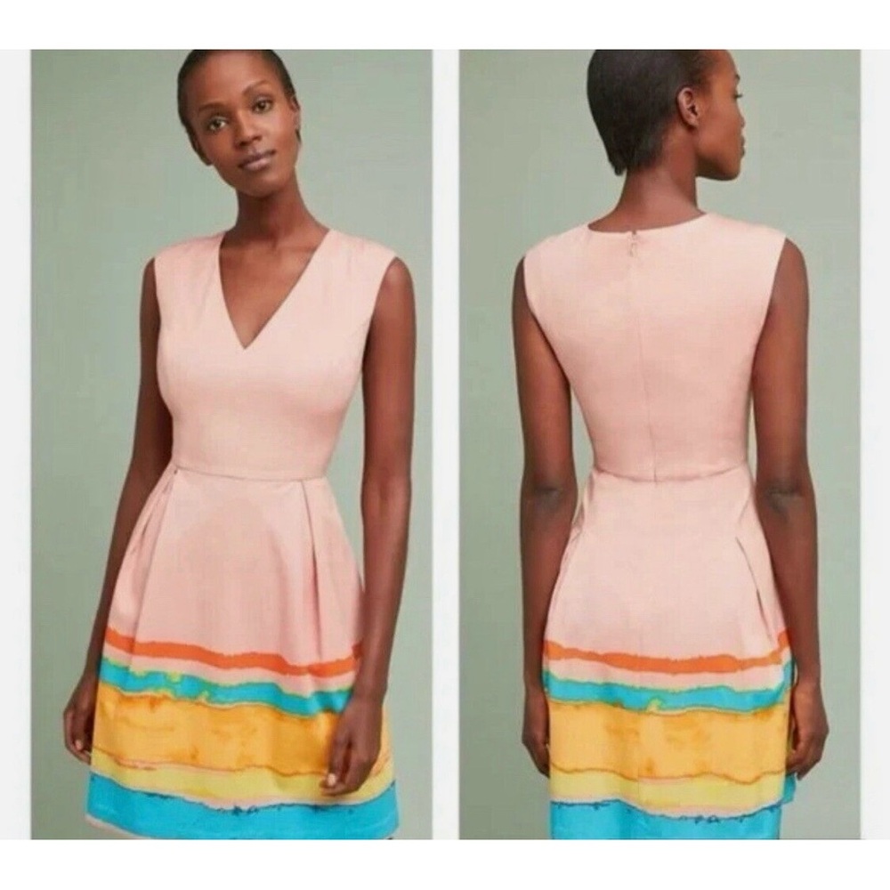 Anthropologie x Tracy Reese Painterly Watercolor Dress V-Neck NWT SZ 14 (L) - Picture 3 of 11